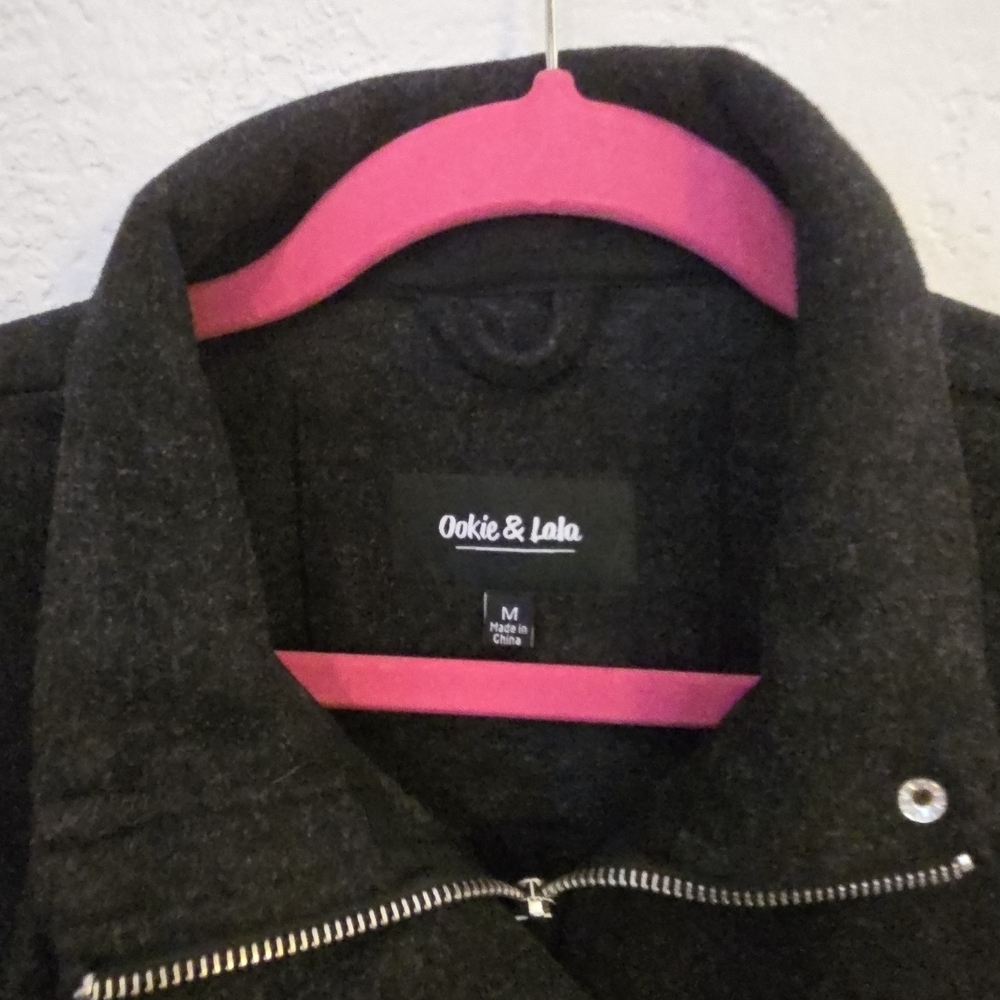 Ookie & Lala Women's Heathered Charcoal Warm Jacket Full Zipper Cozy Layering M - Picture 2 of 7